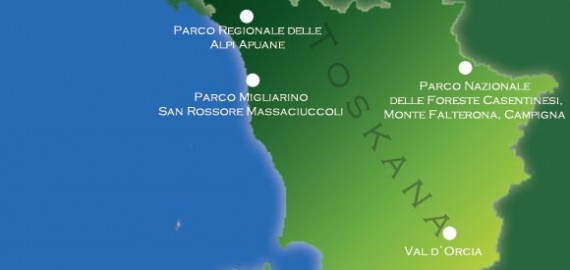 Übersichtskarte der Naturparks in der Toskana